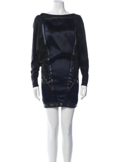 Pre-owned Anthony Vaccarello Vintage Mini Dress In Blue