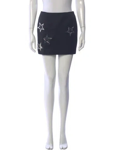 Pre-owned Anthony Vaccarello Virgin Wool Mini Skirt In Blue