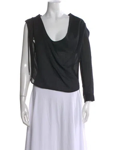 Pre-owned Anthony Vaccarello Wool Cowl Neck Top In Black