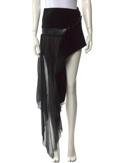 Pre-owned Anthony Vaccarello Wool Mini Skirt In Black