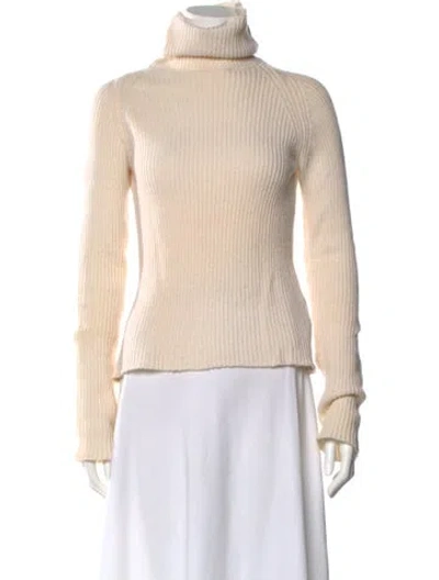 Pre-owned Anthony Vaccarello Wool Turtleneck Sweater In Neutral