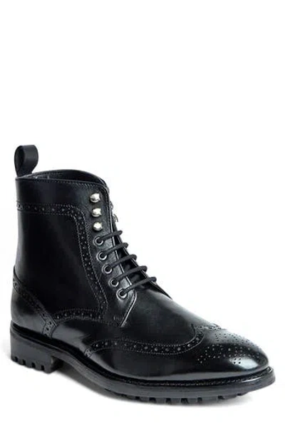 Anthony Veer Men's Grant Wingtip Leather Dress Boot In Black