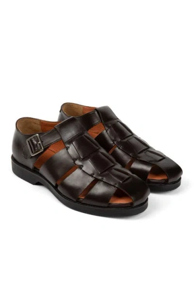 Anthony Veer Mariner Fisherman Sandel In Chestnut Grain Brown