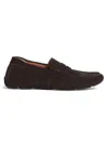 Anthony Veer Men's Cruise Penny Suede Driving Loafers In Dark Brown