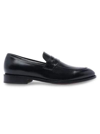 Anthony Veer Men's Gerry Apron Toe Leather Penny Loafers In Black