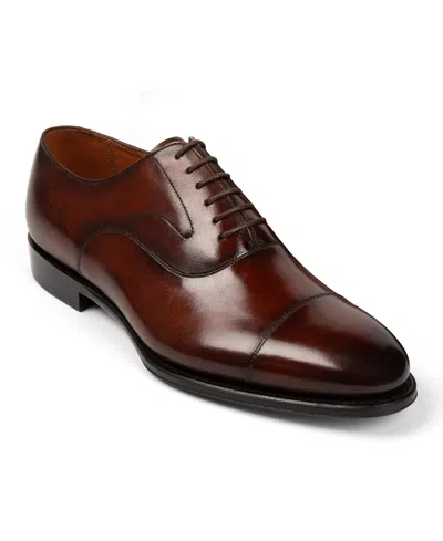 Anthony Veer Men's Regent Cap Toe Leather Oxford Dress Shoes In Rustic Ember Cognac