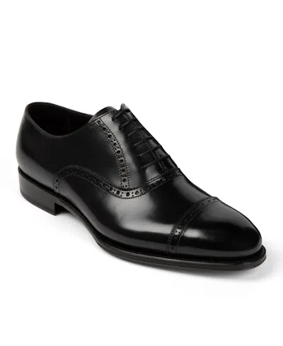 Anthony Veer Men's Windsor Broque Cap Toe Leather Oxford Dress Shoes In Obsidian Black