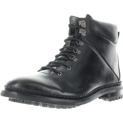 Anthony Veer Mens Lace-up Leather Hiking Boots In Black