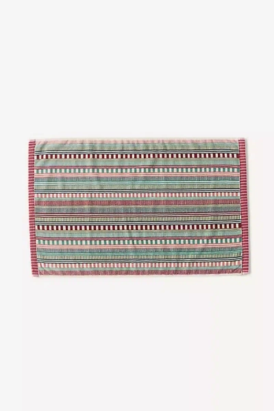 Anthropologie 100% Cotton Mixed Stripe Woven Bath Mat In Multi