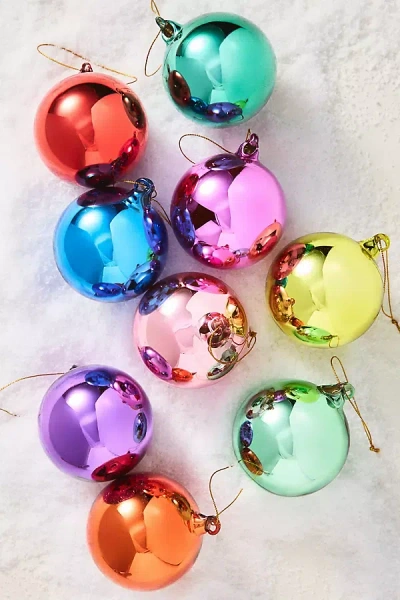 ANTHROPOLOGIE 3" SHINING BALL ORNAMENTS, SET OF 9
