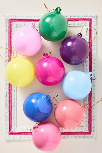 Anthropologie 3" Shining Ball Ornaments, Set Of 9 In Multi