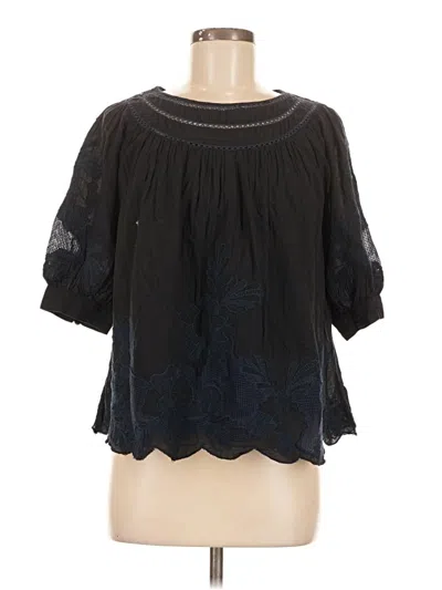 Pre-owned Anthropologie 3/4 Sleeve Blouse In Black