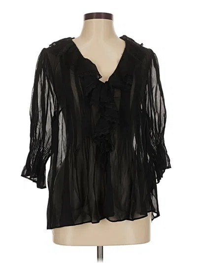 Pre-owned Anthropologie 3/4 Sleeve Blouse In Black