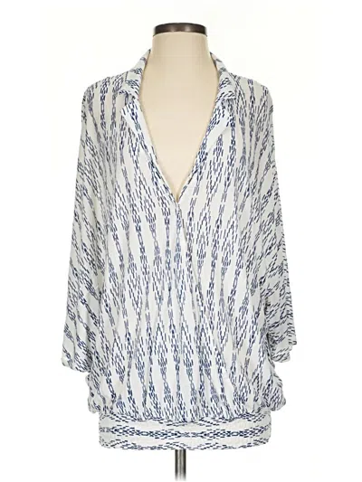 Pre-owned Anthropologie 3/4 Sleeve Blouse In Blue