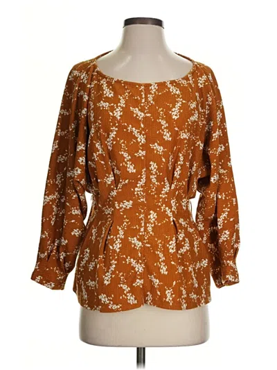 Pre-owned Anthropologie 3/4 Sleeve Blouse In Brown