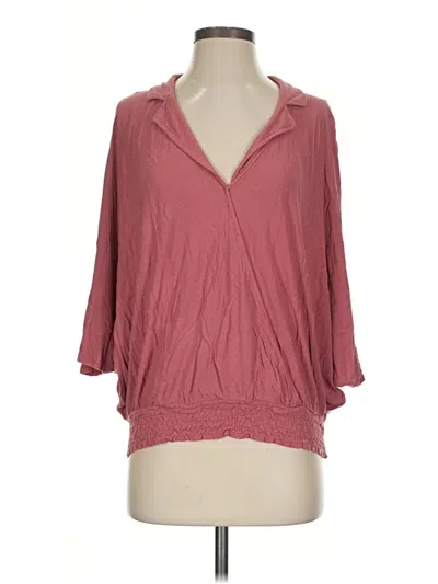Pre-owned Anthropologie 3/4 Sleeve Blouse In Burgundy