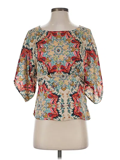 Pre-owned Anthropologie 3/4 Sleeve Blouse In Gold