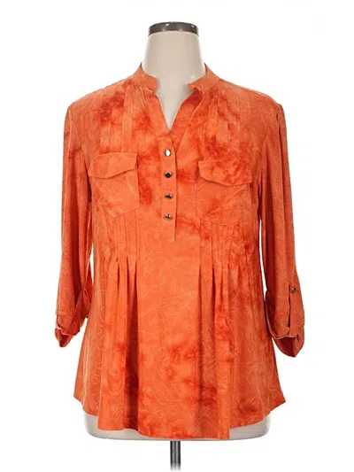 Pre-owned Anthropologie 3/4 Sleeve Blouse In Orange