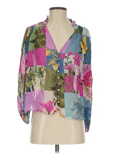 Pre-owned Anthropologie 3/4 Sleeve Blouse In Pink
