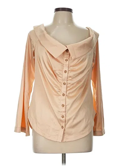 Pre-owned Anthropologie 3/4 Sleeve Blouse In Tan