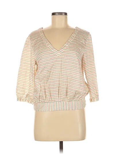 Pre-owned Anthropologie 3/4 Sleeve Blouse In White