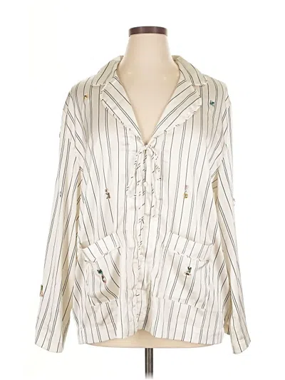 Pre-owned Anthropologie 3/4 Sleeve Blouse In White