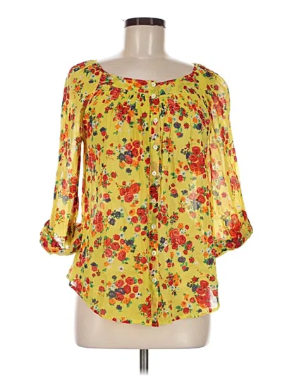 Pre-owned Anthropologie 3/4 Sleeve Blouse In Yellow