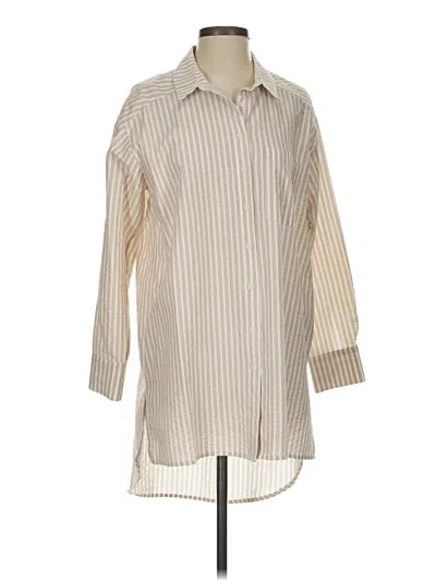 Pre-owned Anthropologie 3/4 Sleeve Button Down Shirt In Brown