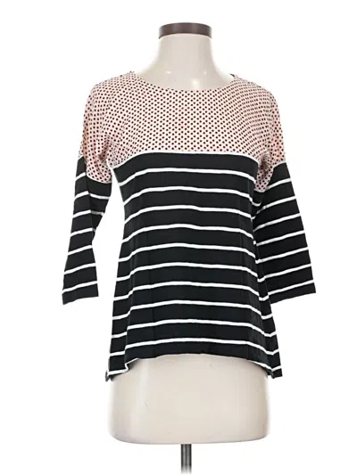 Pre-owned Anthropologie 3/4 Sleeve Top Black Boatneck Tops