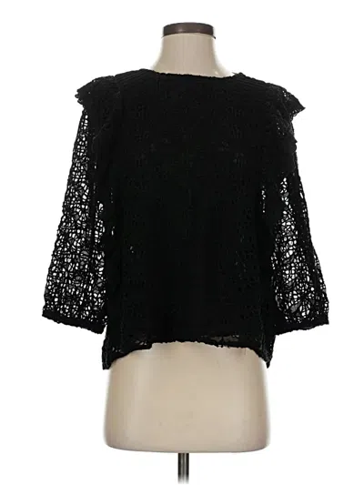Pre-owned Anthropologie 3/4 Sleeve Top Black Square Neckline Tops