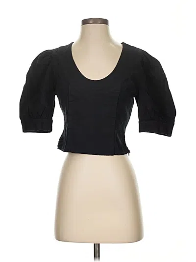 Anthropologie 3/4 Sleeve Top Black Sweetheart Neckline Tops