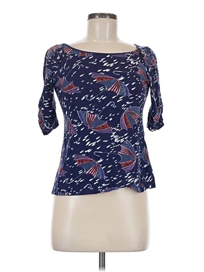 Pre-owned Anthropologie 3/4 Sleeve Top Blue Boatneck Tops