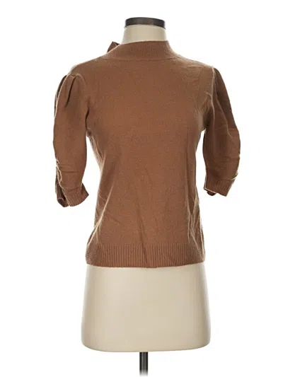 Pre-owned Anthropologie 3/4 Sleeve Top Brown Turtleneck Tops