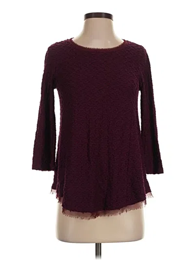 Pre-owned Anthropologie 3/4 Sleeve Top Burgundy Boatneck Tops