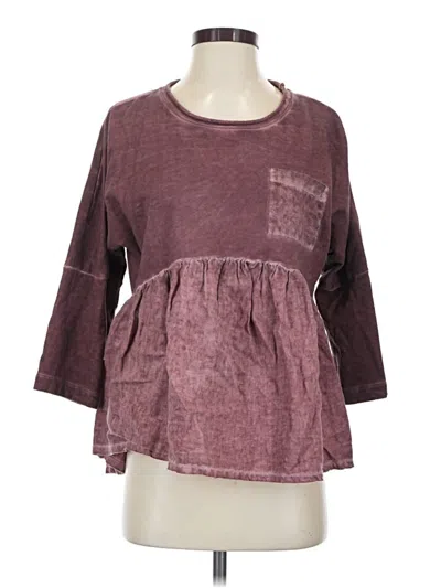 Pre-owned Anthropologie 3/4 Sleeve Top Burgundy Square Neckline Tops