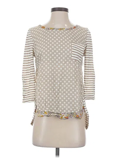 Pre-owned Anthropologie 3/4 Sleeve Top Ivory Boatneck Tops