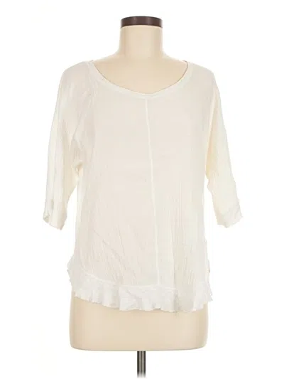 Pre-owned Anthropologie 3/4 Sleeve Top Ivory Scoop Neck Tops