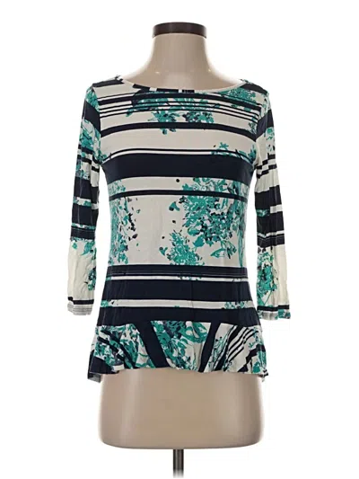 Pre-owned Anthropologie 3/4 Sleeve Top Teal Boatneck Tops