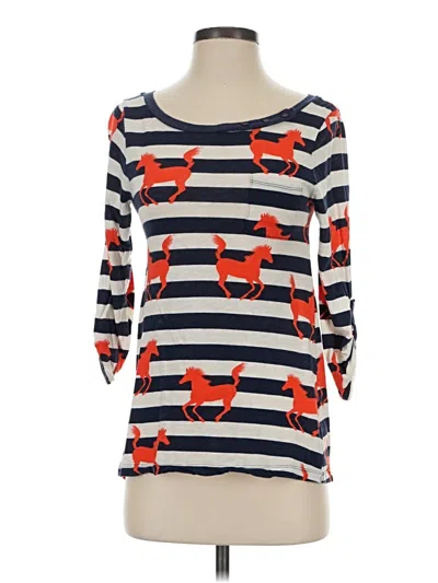 Pre-owned Anthropologie 3/4 Sleeve T-shirt In Blue