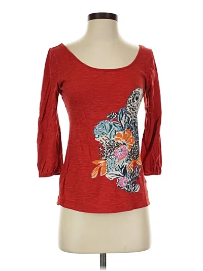 Pre-owned Anthropologie 3/4 Sleeve T-shirt In Red