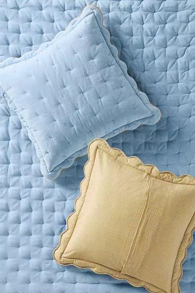 Anthropologie Abbott Cotton Velvet Solid Euro Sham In Blue