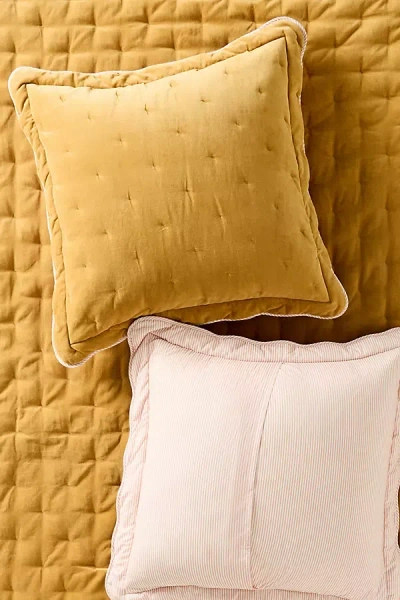Anthropologie Abbott Cotton Velvet Solid Euro Sham In Gold