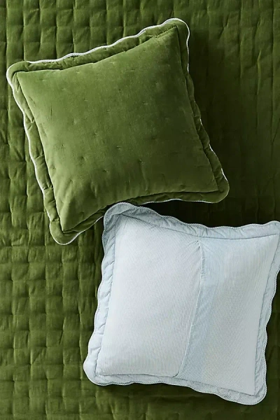 Anthropologie Abbott Cotton Velvet Solid Euro Sham In Green
