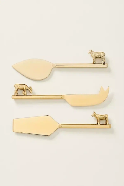 Anthropologie Aberdeen Cheese Knives, Set Of 3 In Gold