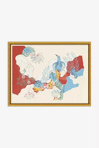Anthropologie Abstract Floral With Birds Wall Art In Multi