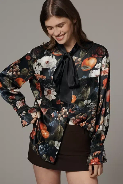 Anthropologie Abstract Ruffled Blouse In Multi