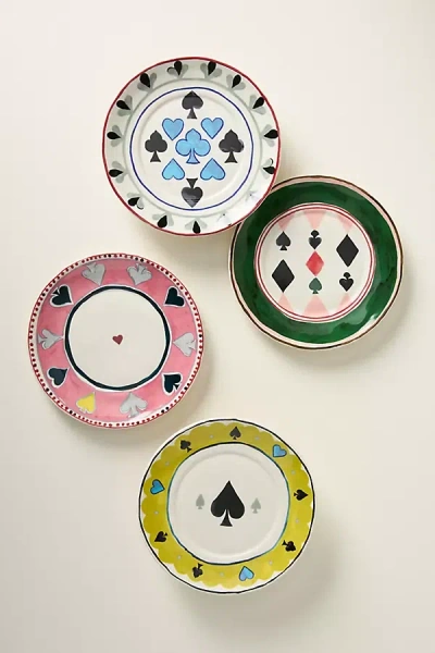 Anthropologie Ace Boxed Stoneware Canape Plates, Set Of 4