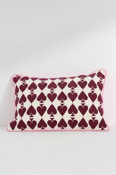 Anthropologie Ace Cotton Embroidered Needlepoint Pillow In Purple