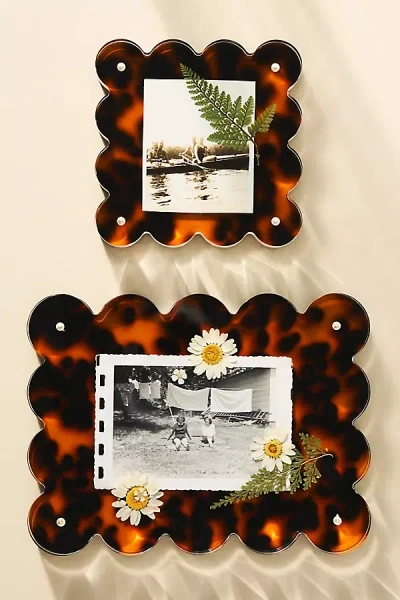 Anthropologie Acrylic Scalloped Picture Frame In Orange