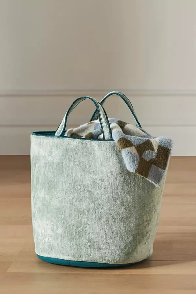 Anthropologie Adaline Velvet Basket In Blue